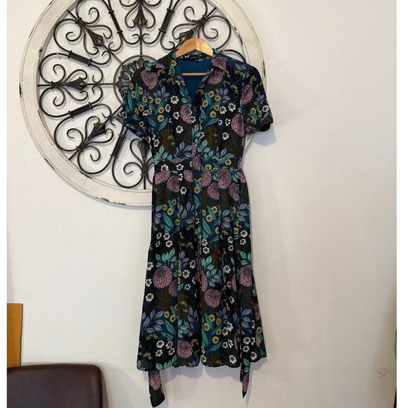 J.Crew x Abigail Borg Floral Shirt Dress Black Multi 00, XS - Picture 8 of 10